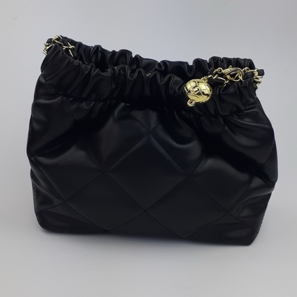 Nove Black Quilted Vegan Leather Chain-Strap Shoulder Bag - Picture 3 of 8